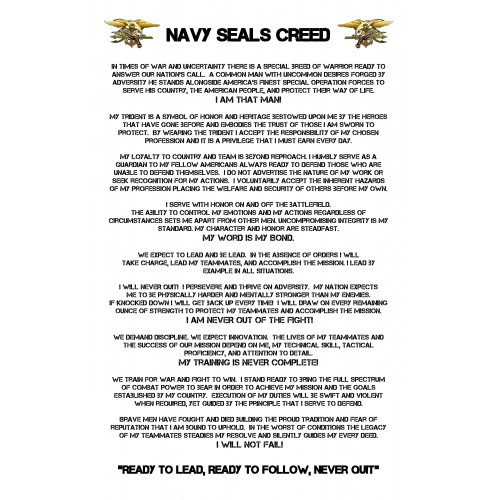 8 1/2 x 11 Navy Seals Creed Rolled Scroll Scrolls Unlimited, Inc.